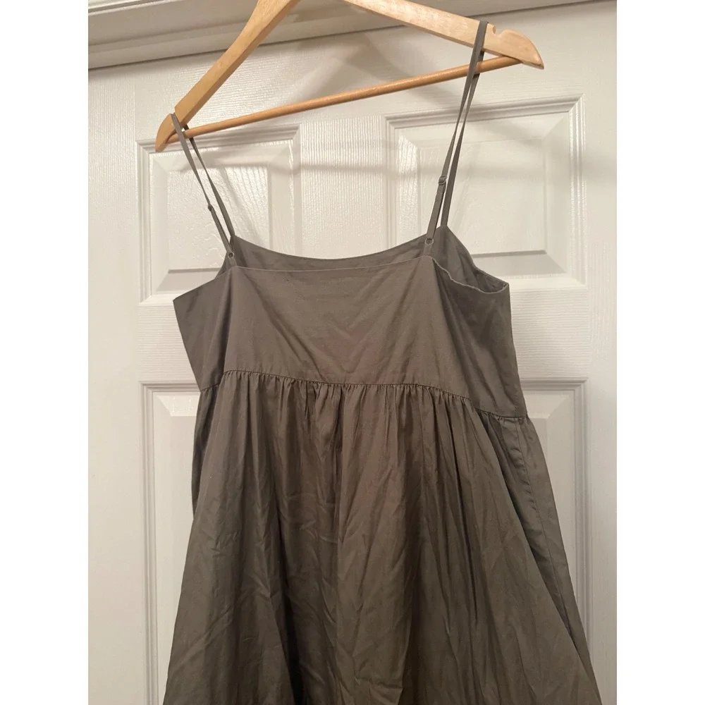 FRAME Tiered Maxi Dress Women Small Olive Green Asymmetrical Ruffle Poplin